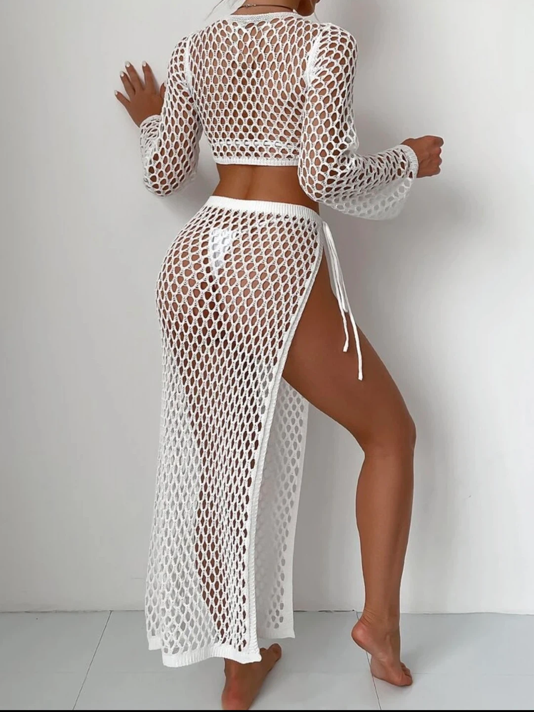 White Crochet Swimsuit Cover-Up Set - photo 2