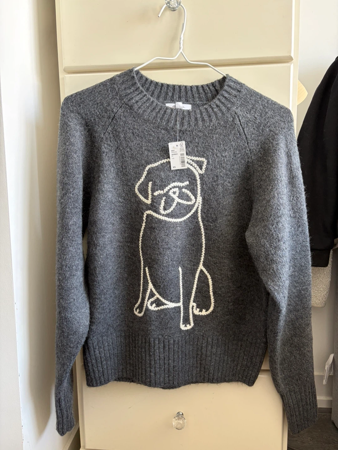 Grey Pug Sweater - Size XS