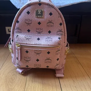 MCM Pink Monogram Mini Backpack
