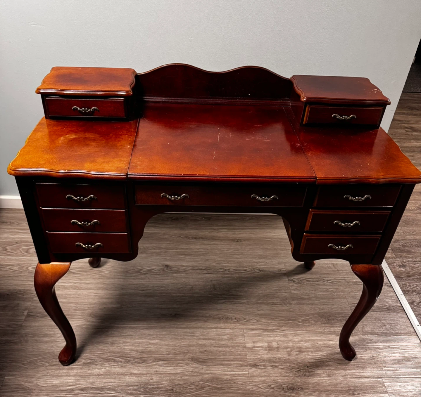 Vintage Jewelry Armoire Vanity Desk with Mirror