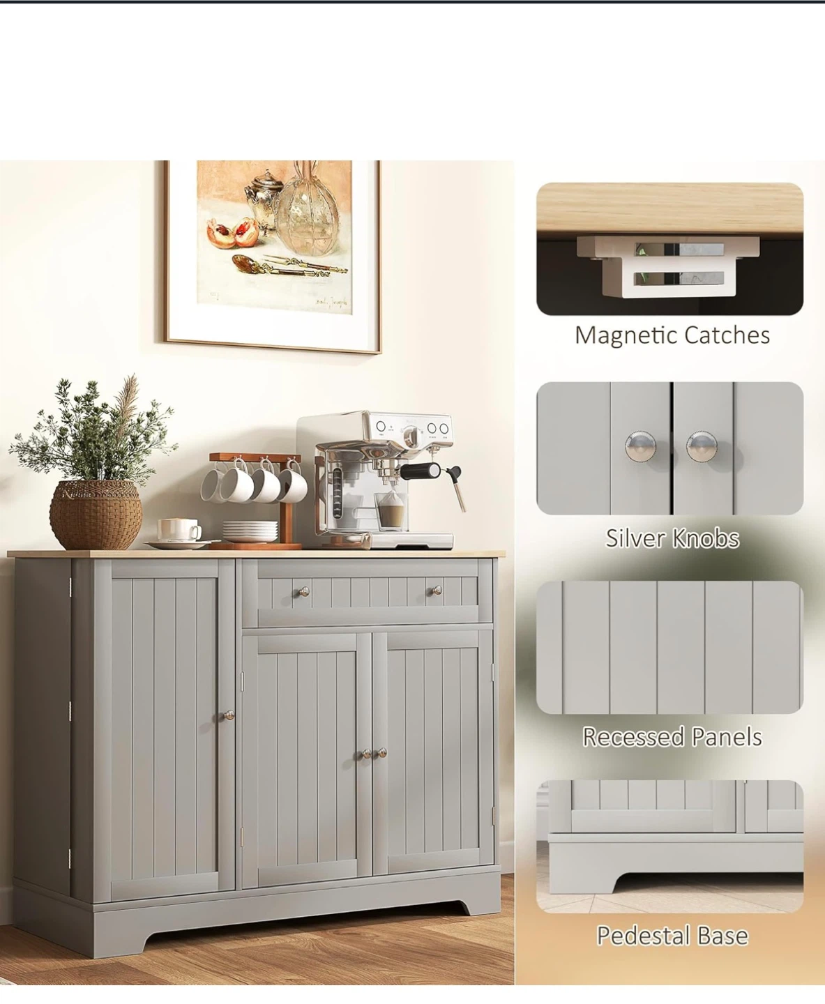 Grey Kitchen Island Storage Cabinet
