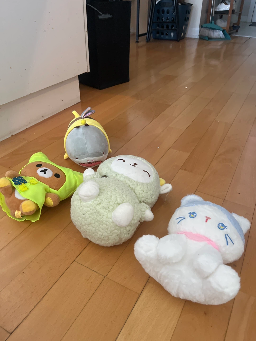 Four Plush Toys: Rilakkuma Bear, Sheep, Cat, and Bee - photo 2