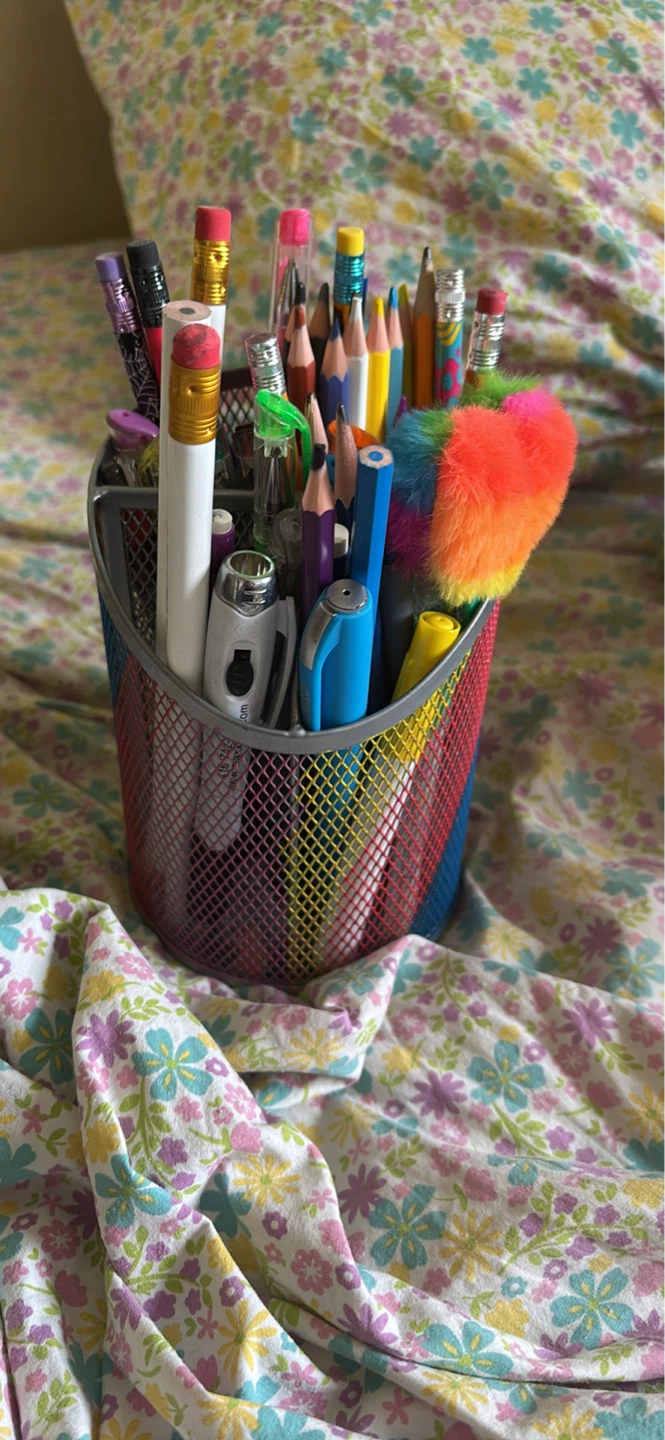 Pencil and Pen Holder with Desk Supplies