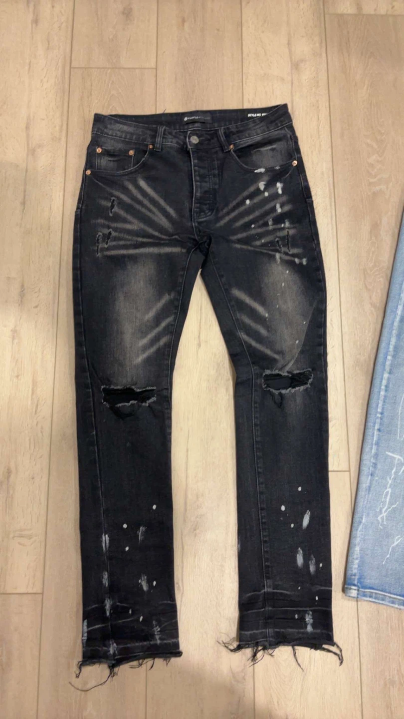 Purple Brand Black Wash Distressed Jeans