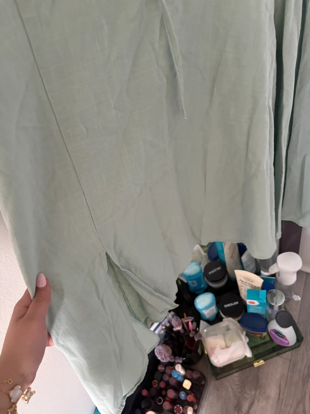 Sage Green Puff Sleeve Mini Dress - photo 2