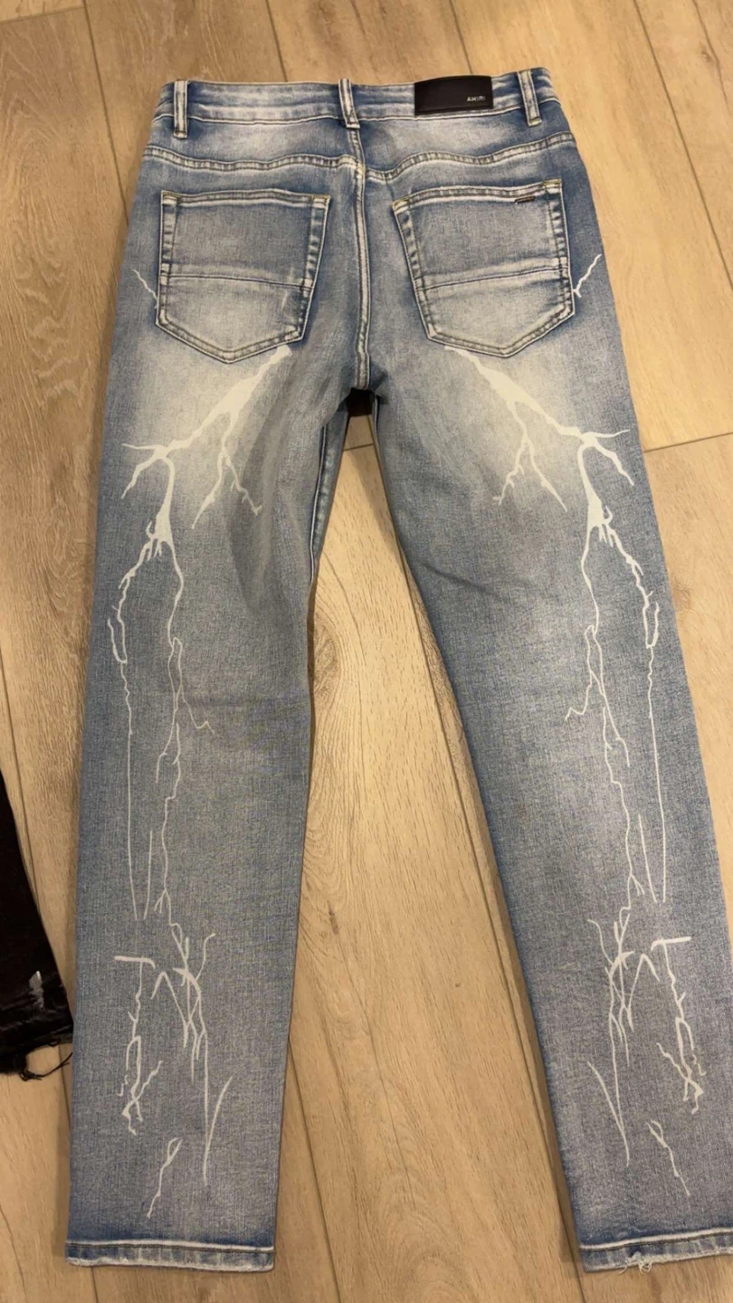 Amiri Jeans Lightning Bolt Design Light Wash - photo 2