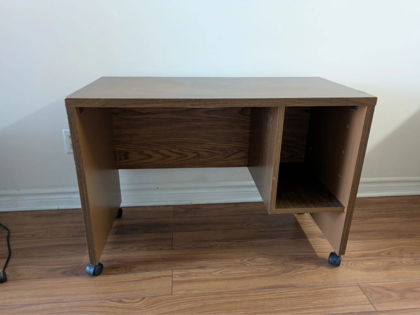 Brown Wood Grain File Cabinet with Wheels