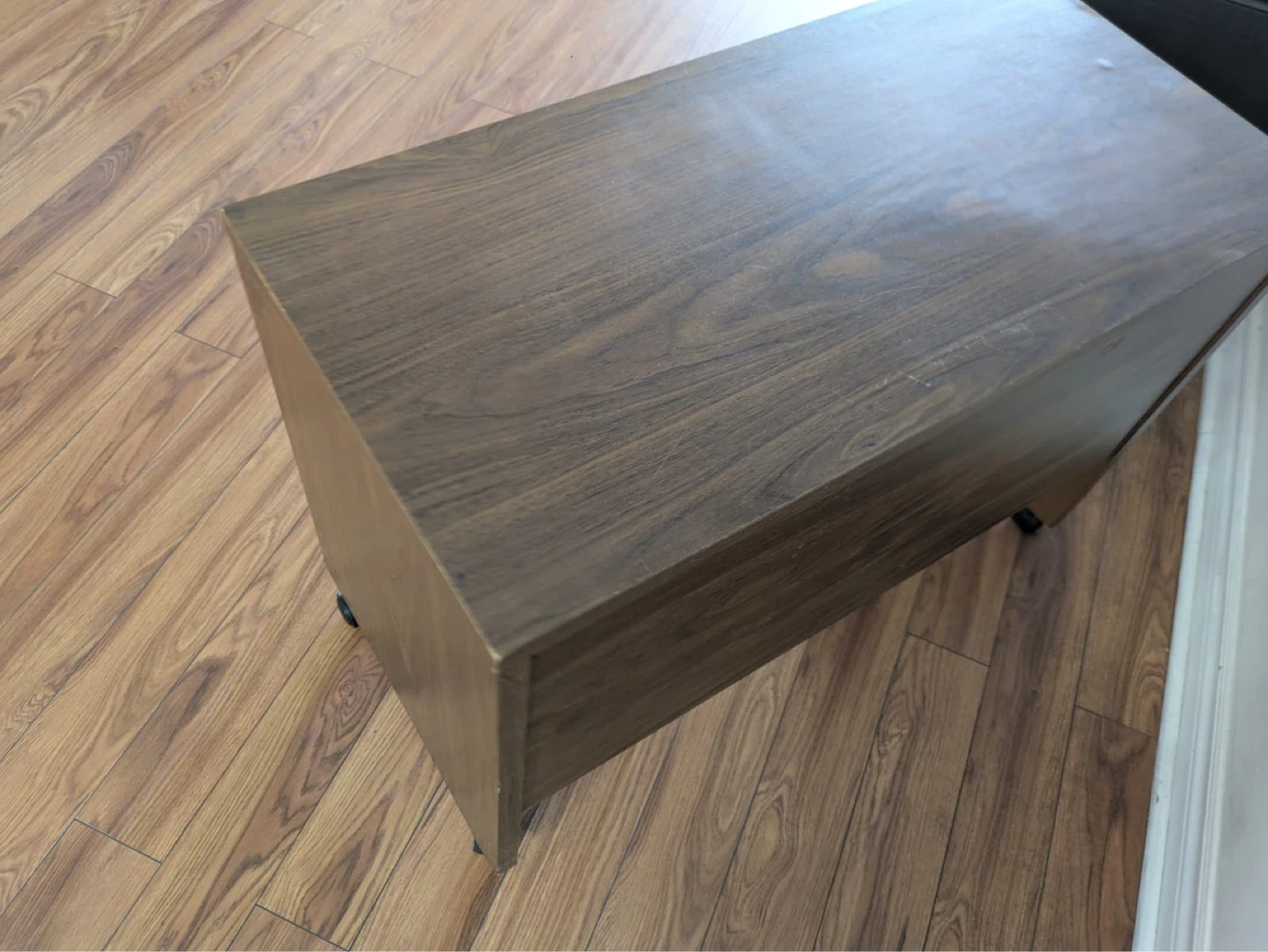 Brown Wood Grain File Cabinet with Wheels - photo 3