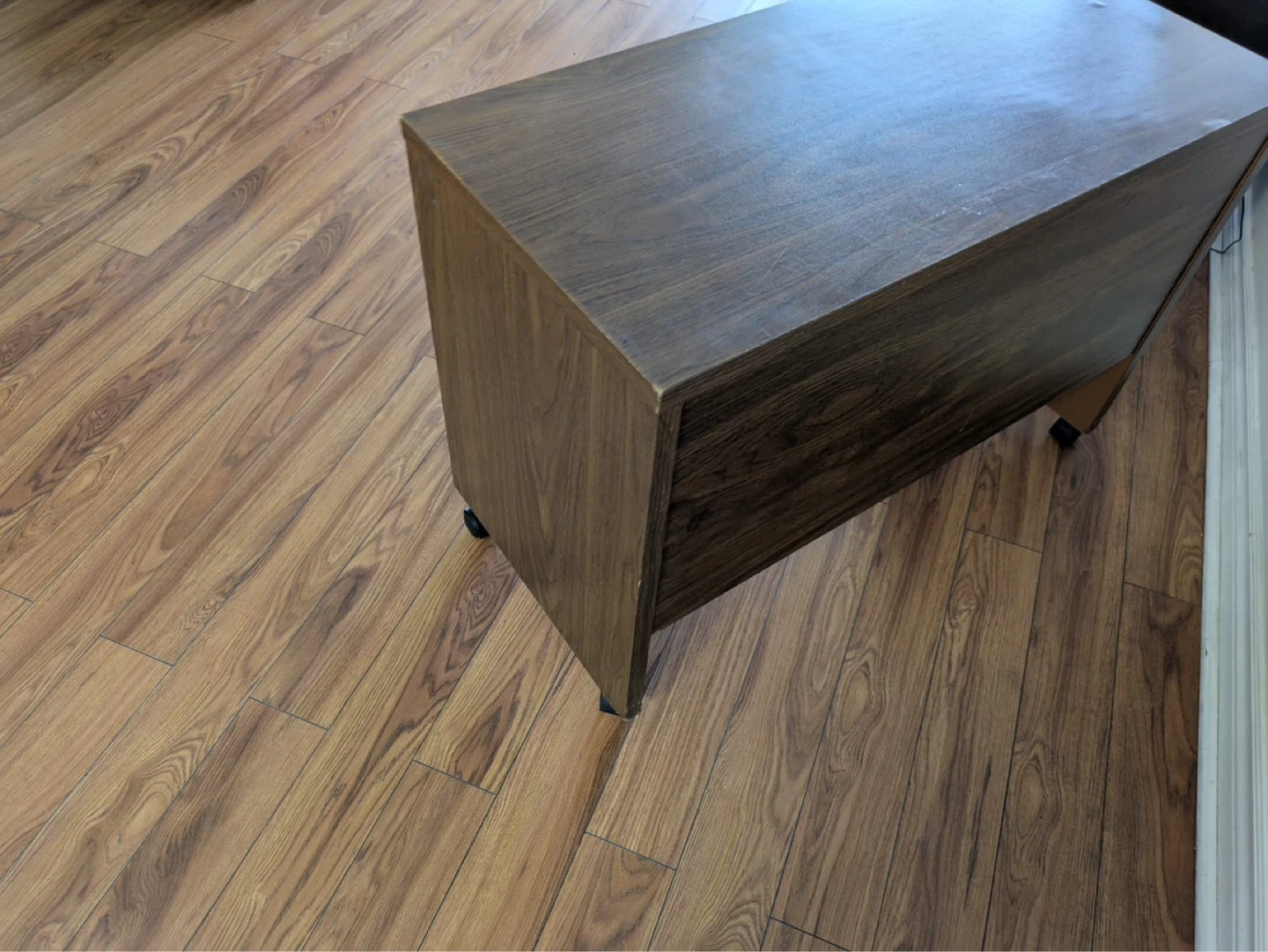 Brown Wood Grain File Cabinet with Wheels - photo 2