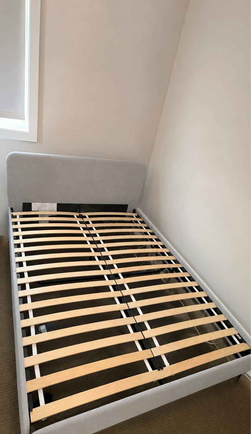 IKEA-Grey Upholstered Bed Frame