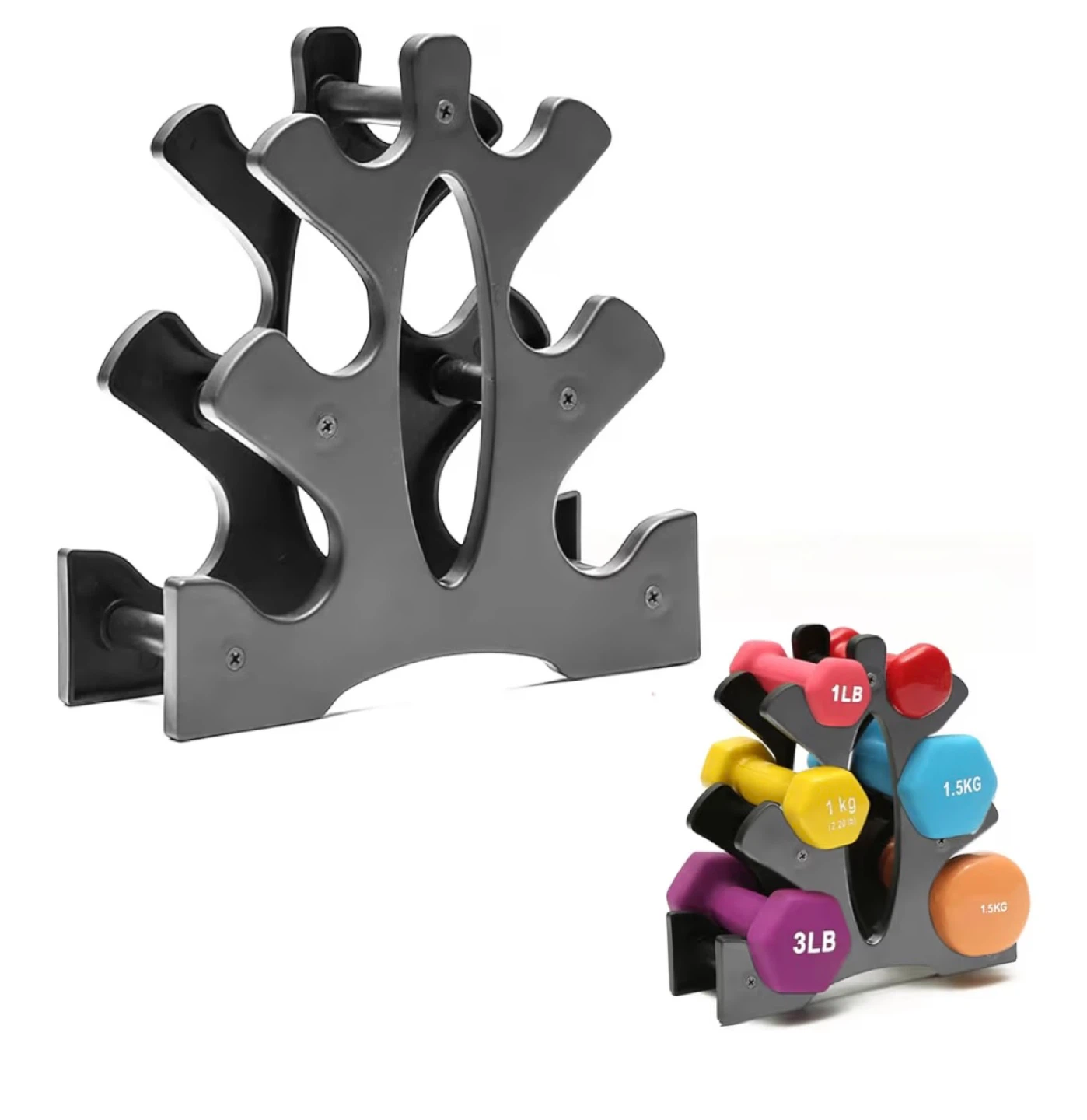 Black 3-Tier Dumbbell Rack