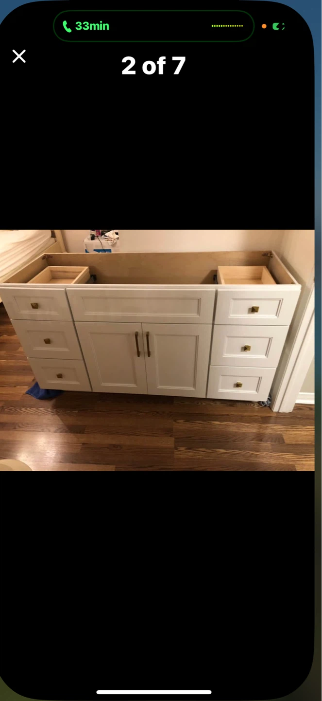 60 inch white brand new bathroom cabinet with quartz countertop