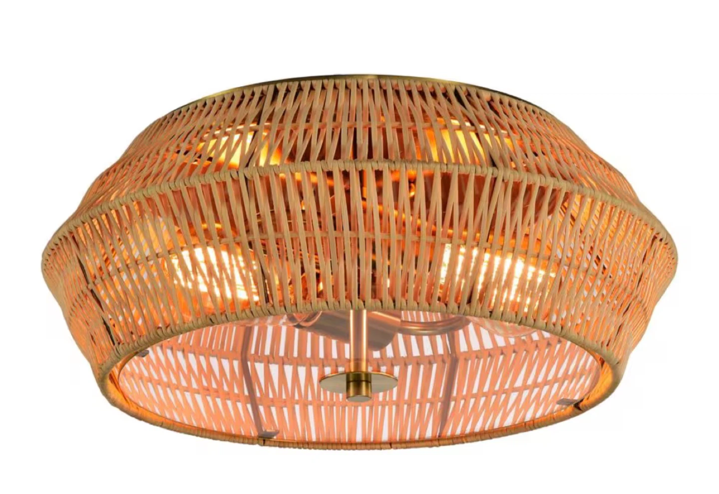 New 2-Light Natural Rattan Outdoor Flush Mount Ceiling Light