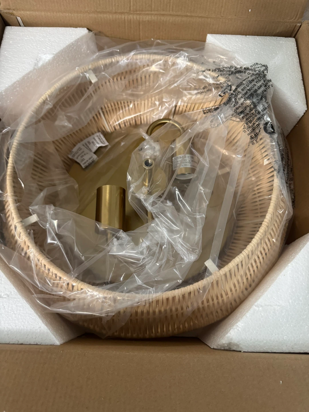 New 2-Light Natural Rattan Outdoor Flush Mount Ceiling Light - photo 5