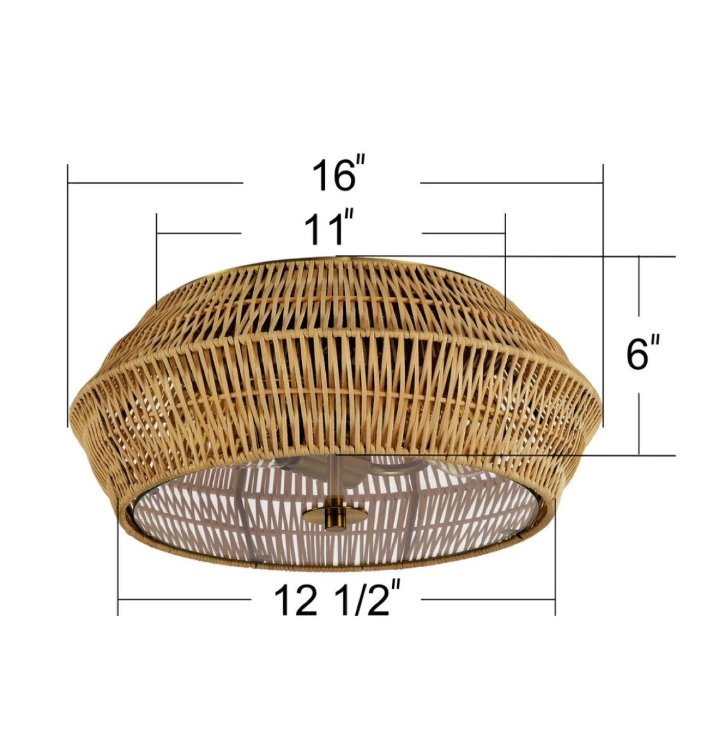 New 2-Light Natural Rattan Outdoor Flush Mount Ceiling Light - photo 3