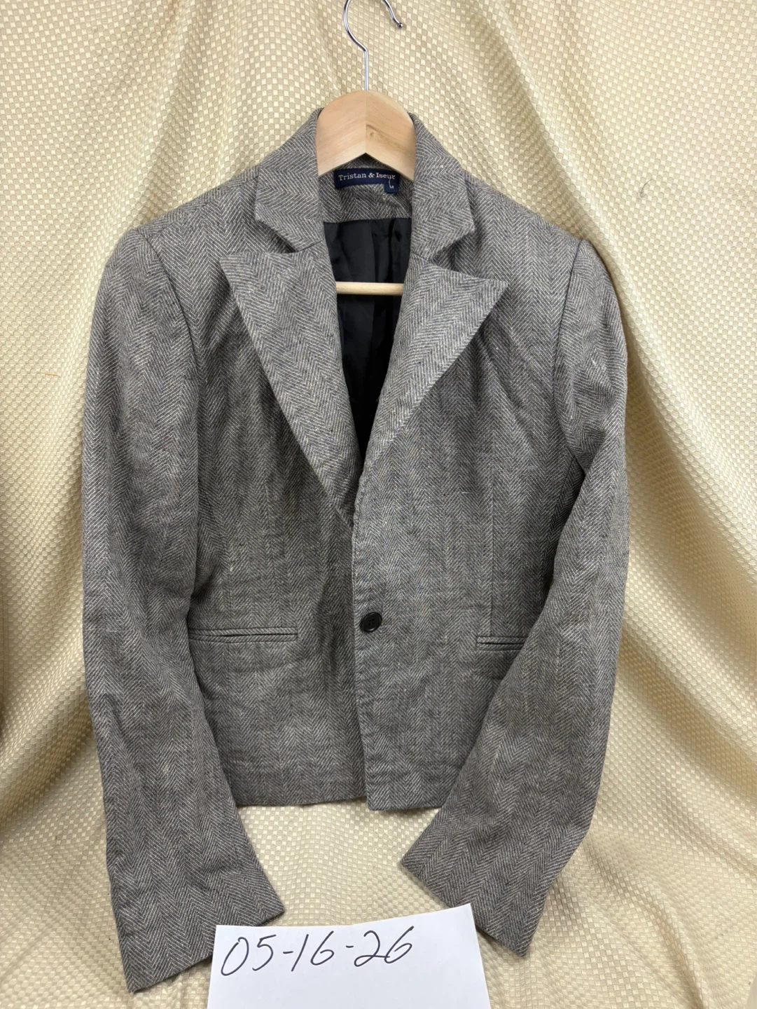 Tristan & Iseult Grey Herringbone Blazer - Size M