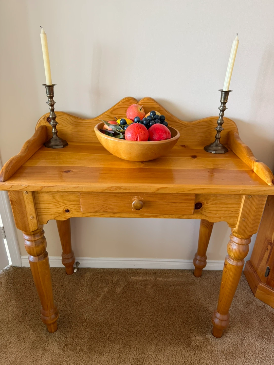 Solid Pine Console Table with Drawer