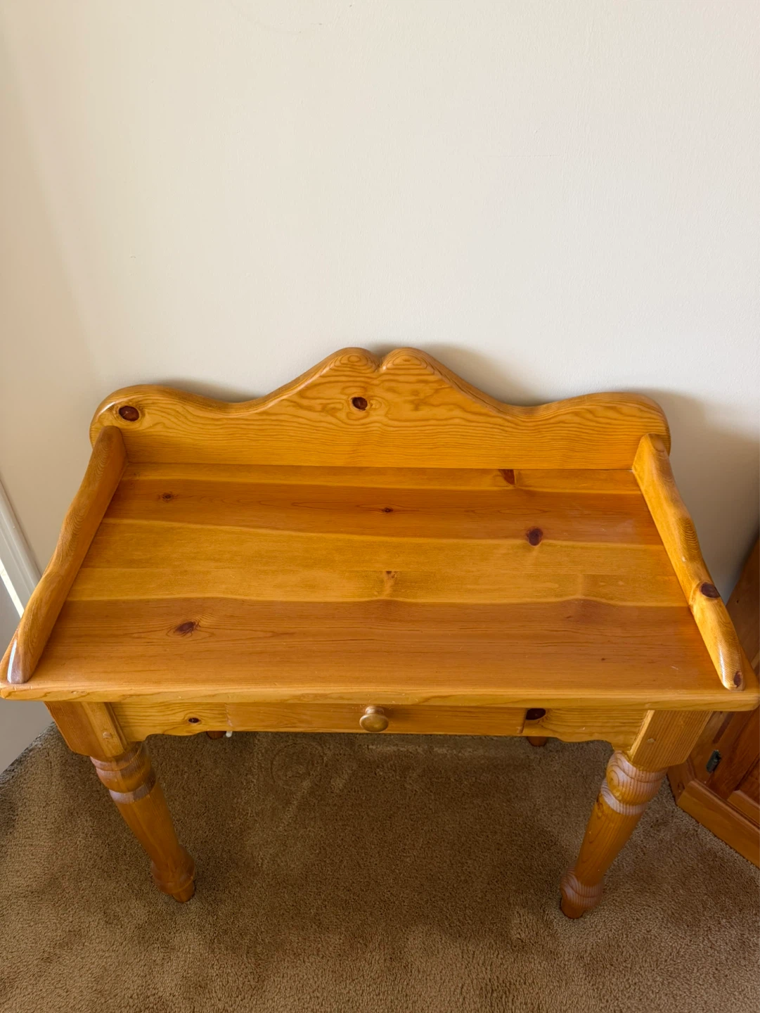 Solid Pine Console Table with Drawer - photo 3
