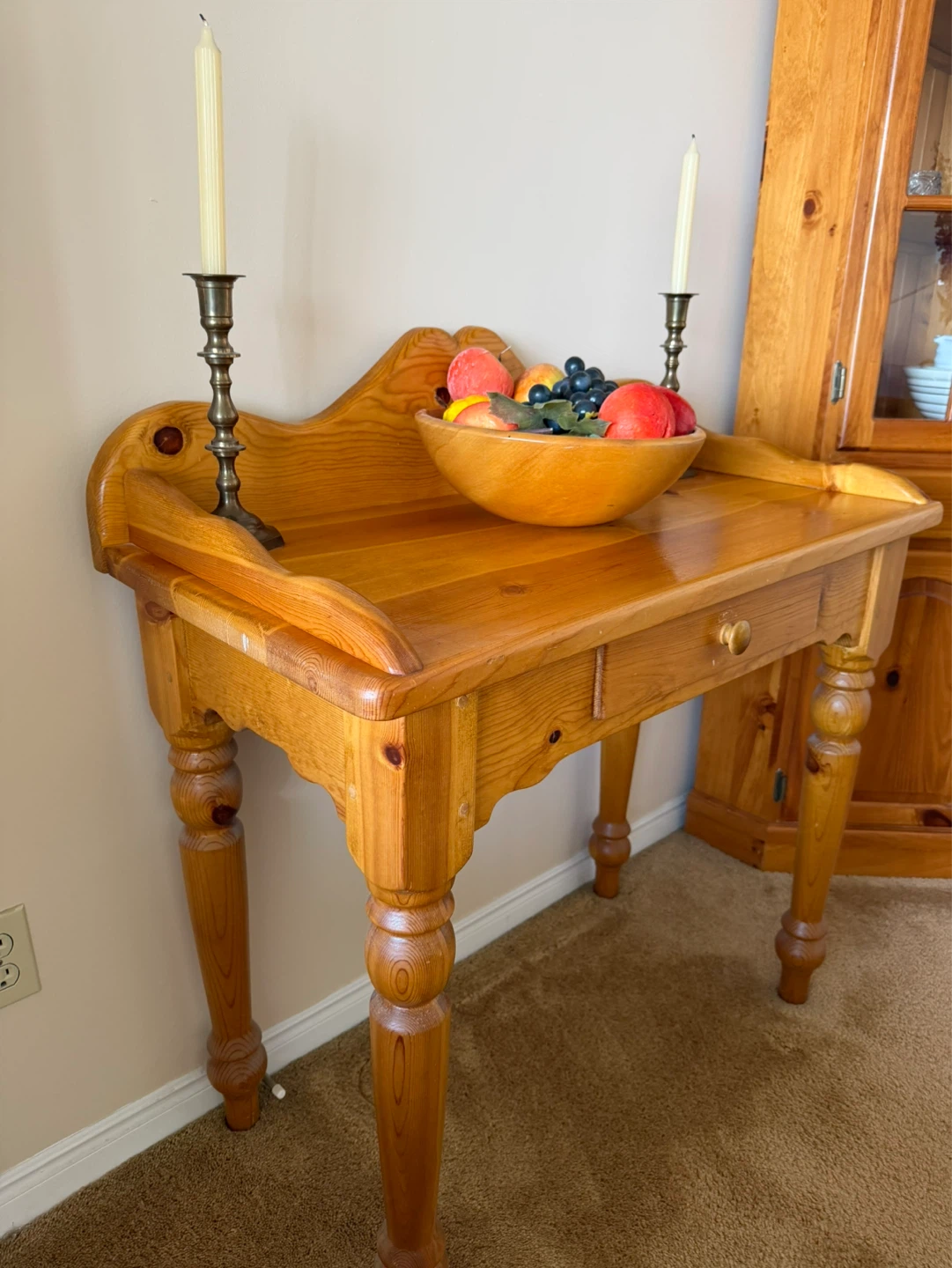 Solid Pine Console Table with Drawer - photo 2