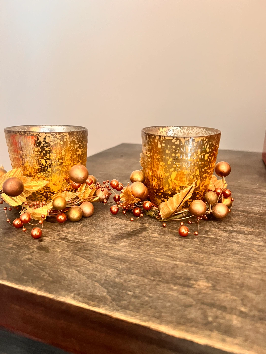 Set of 2 Mercury Glass Votive Candle Holders