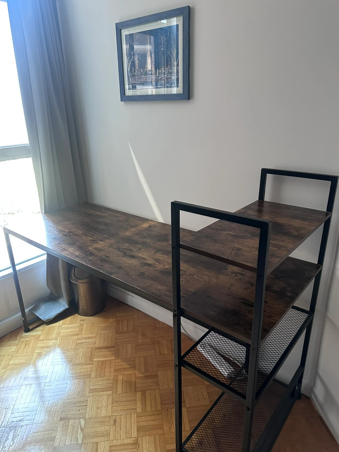 L-Shape Desk with Shelf, Industrial Style, Moving Sale