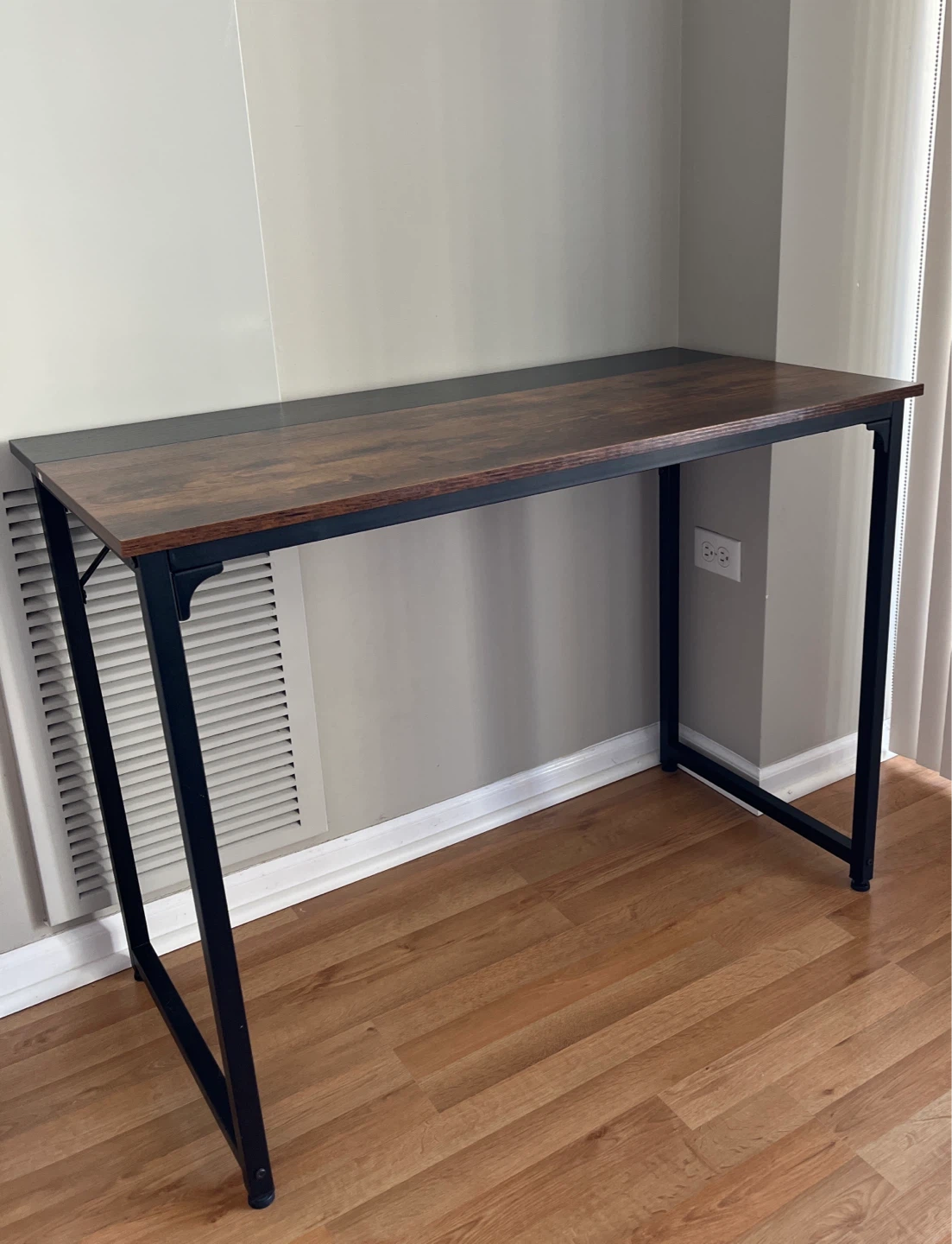 Rustic Wood Top Desk with Black Metal Frame