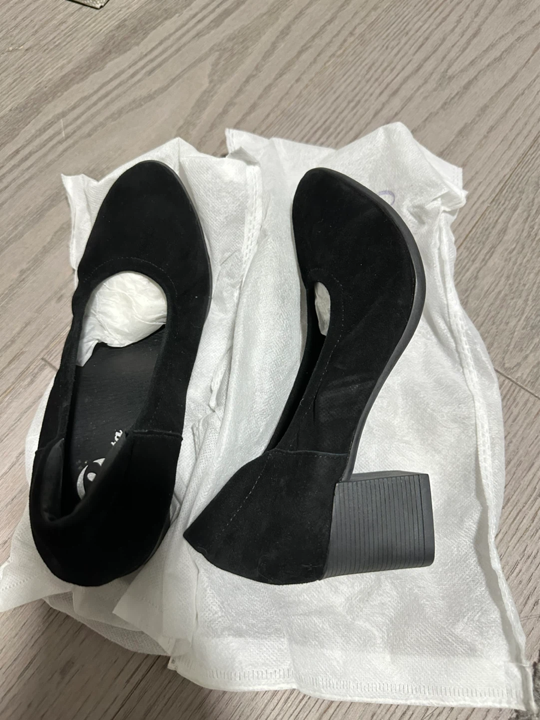 Black Suede Block Heel Shoes