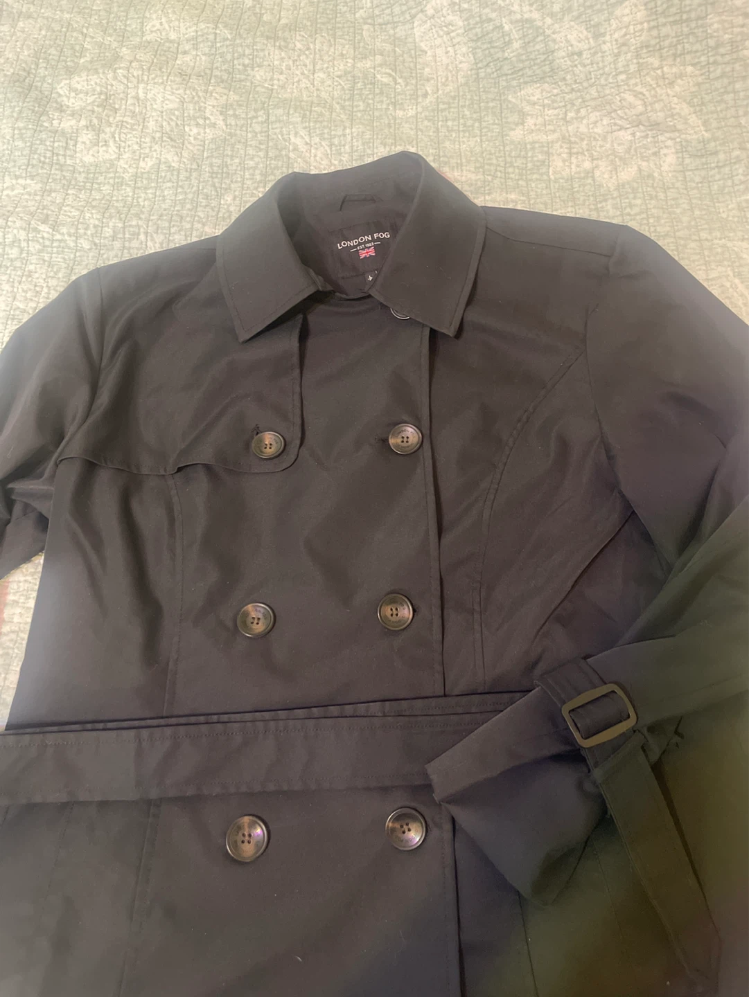 London Fog Trench Coat - Black, Size M