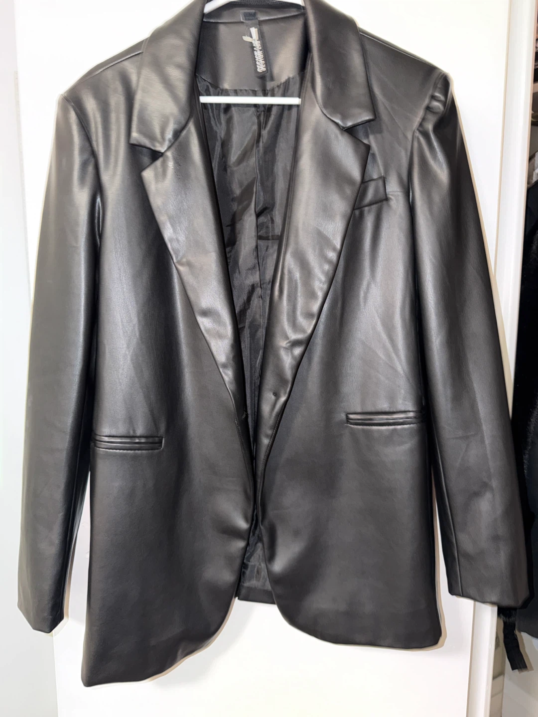Black Faux Leather Blazer
