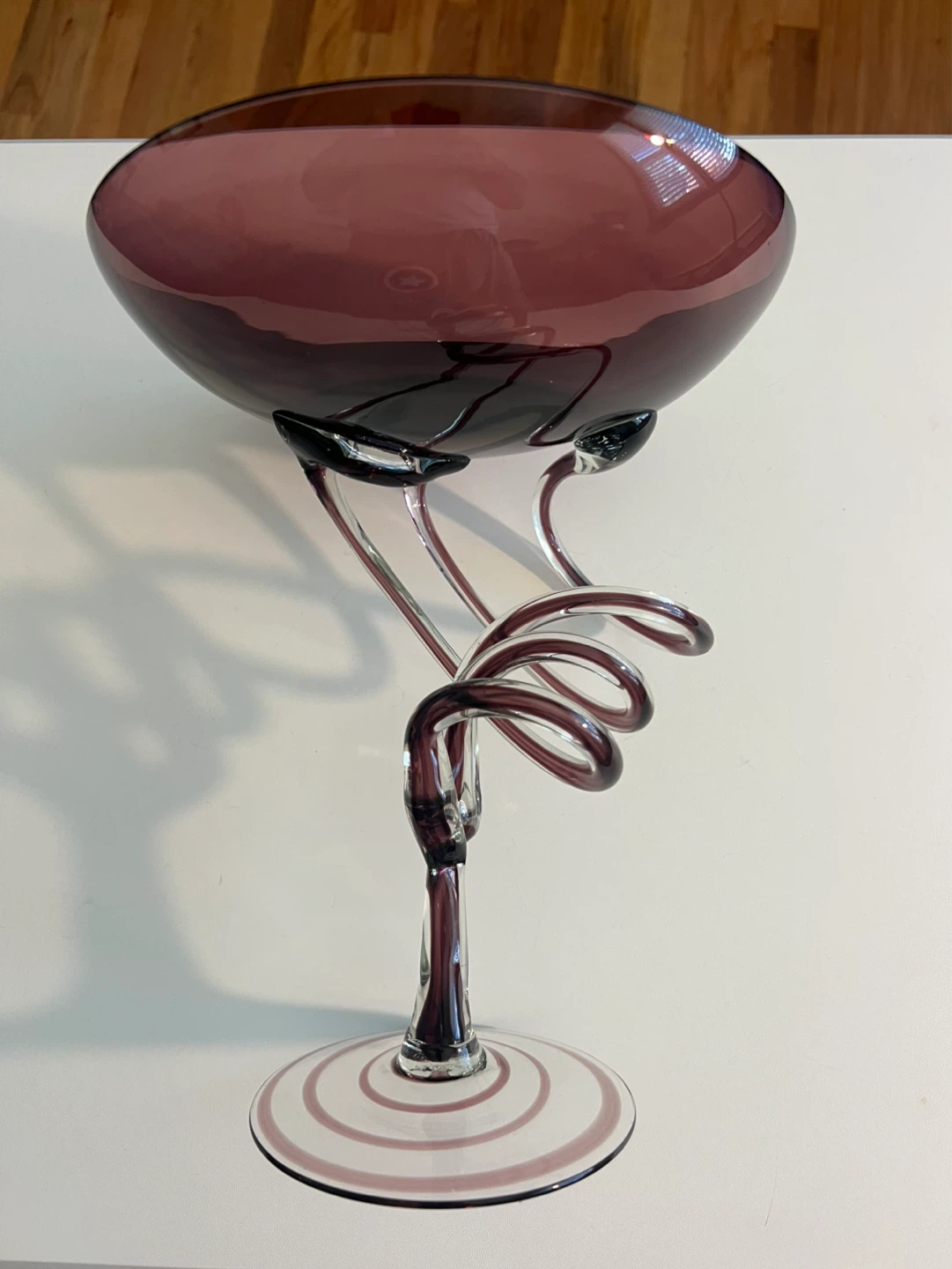 Artistic Purple Glass Candy Dish with Swirls