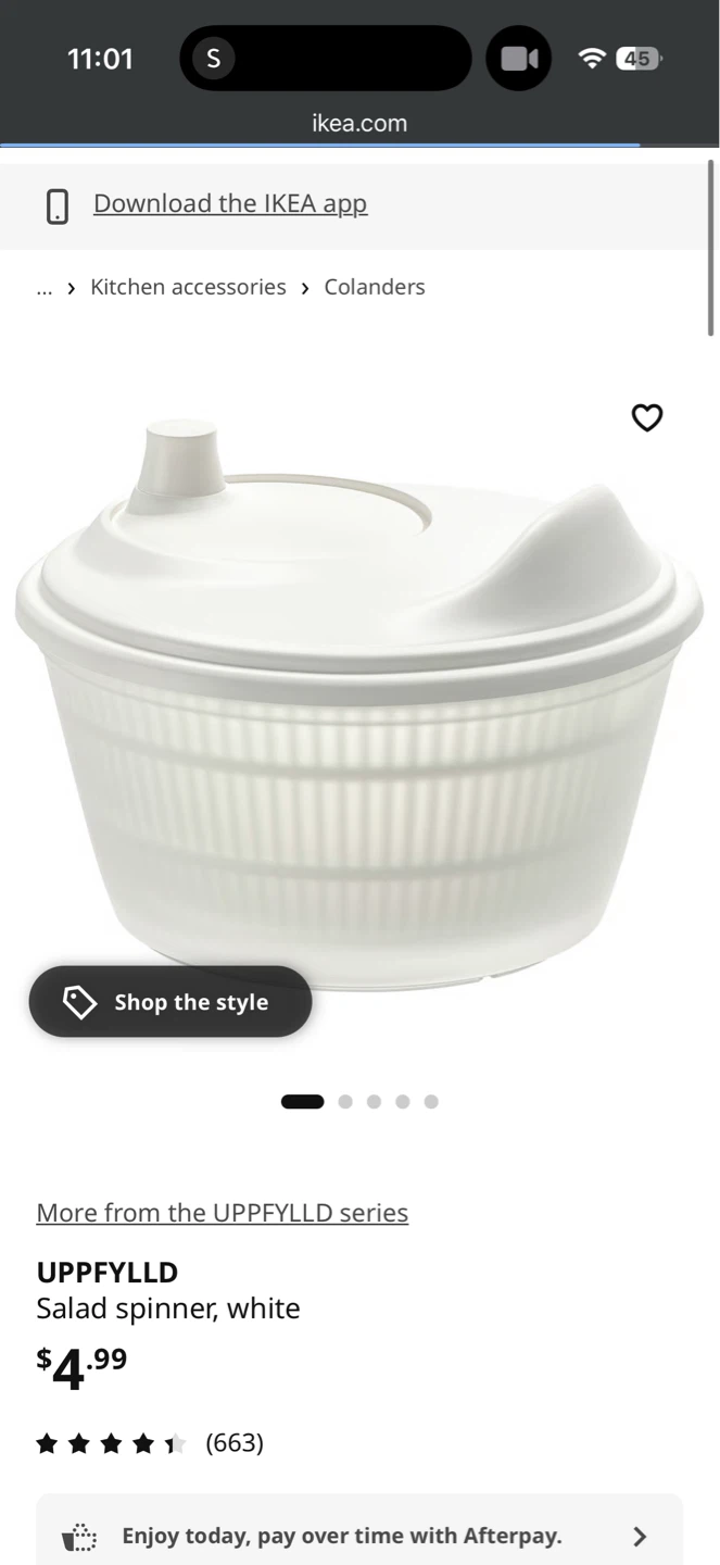 IKEA UPPFYLLD Salad Spinner, White