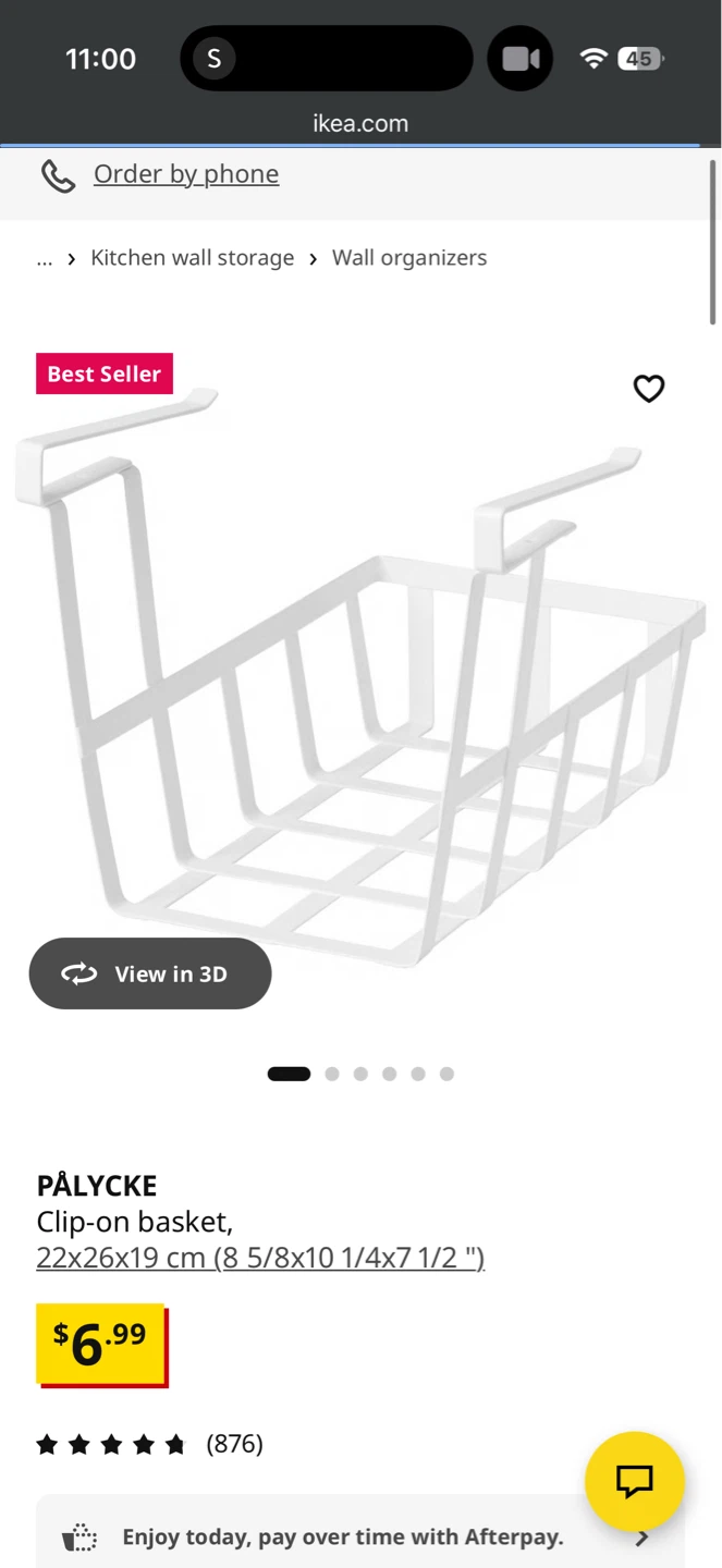 IKEA PÅLYCKE Clip-on Basket 22x26x19 cm White