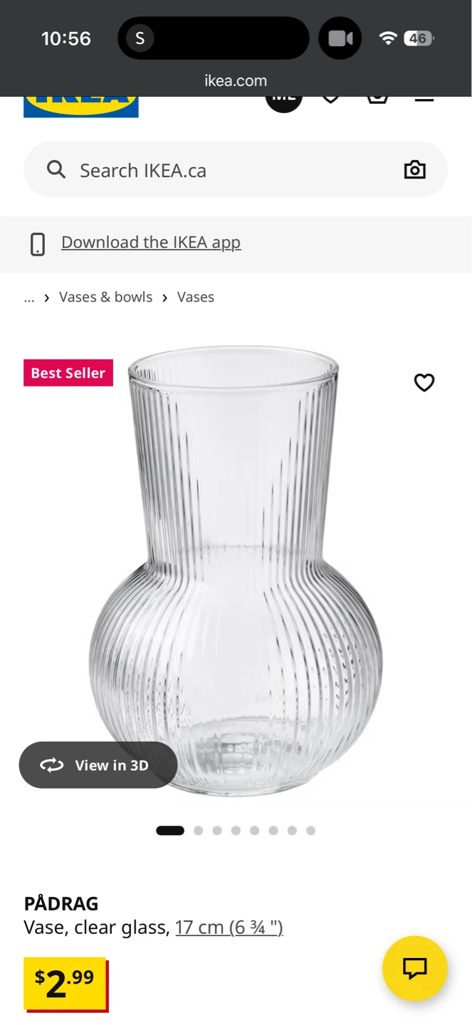IKEA VILJESTARK Vase, Clear Glass, 17 cm - photo 2