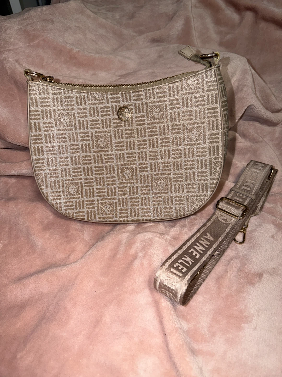 Anne Klein Logo Print Shoulder Bag