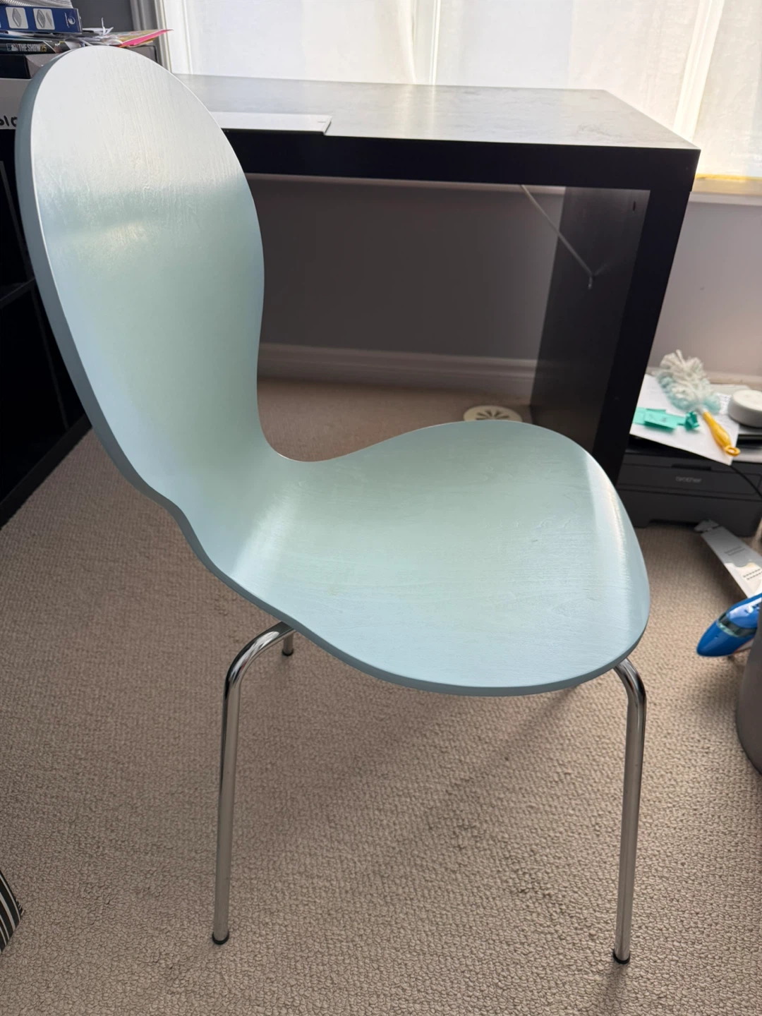 4 Light Blue Modern Accent Chair with Chrome Legs - photo 2