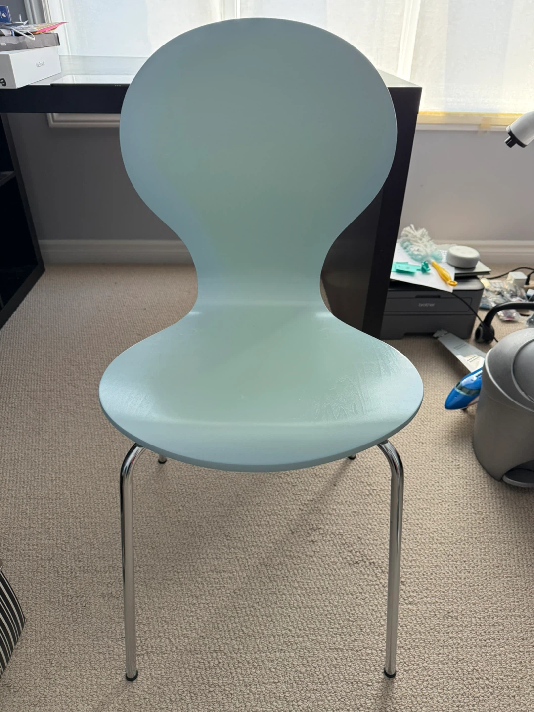 4 Light Blue Modern Accent Chair with Chrome Legs