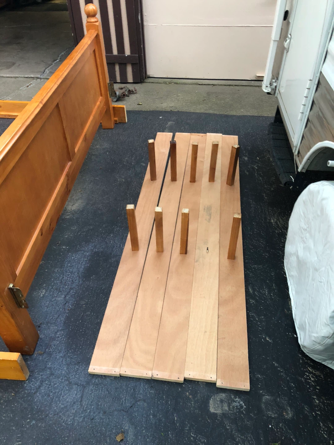 Wooden King Bed Frame Headboard and Side Rails - photo 3
