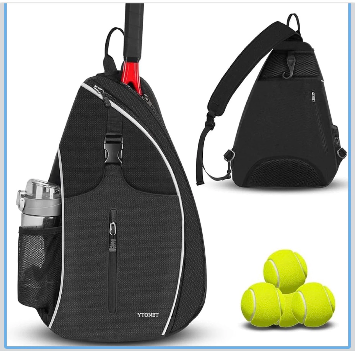 YTONET Black Sports Sling Bag