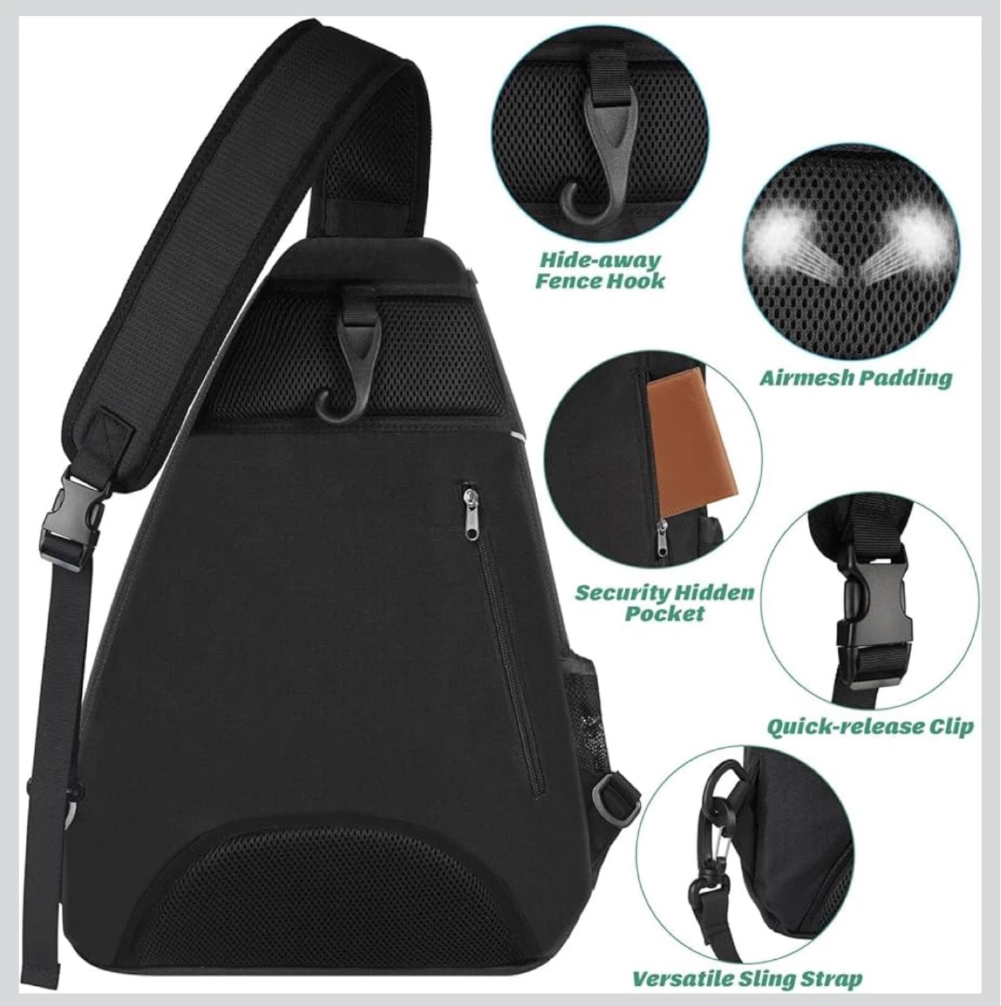 YTONET Black Sports Sling Bag - photo 3