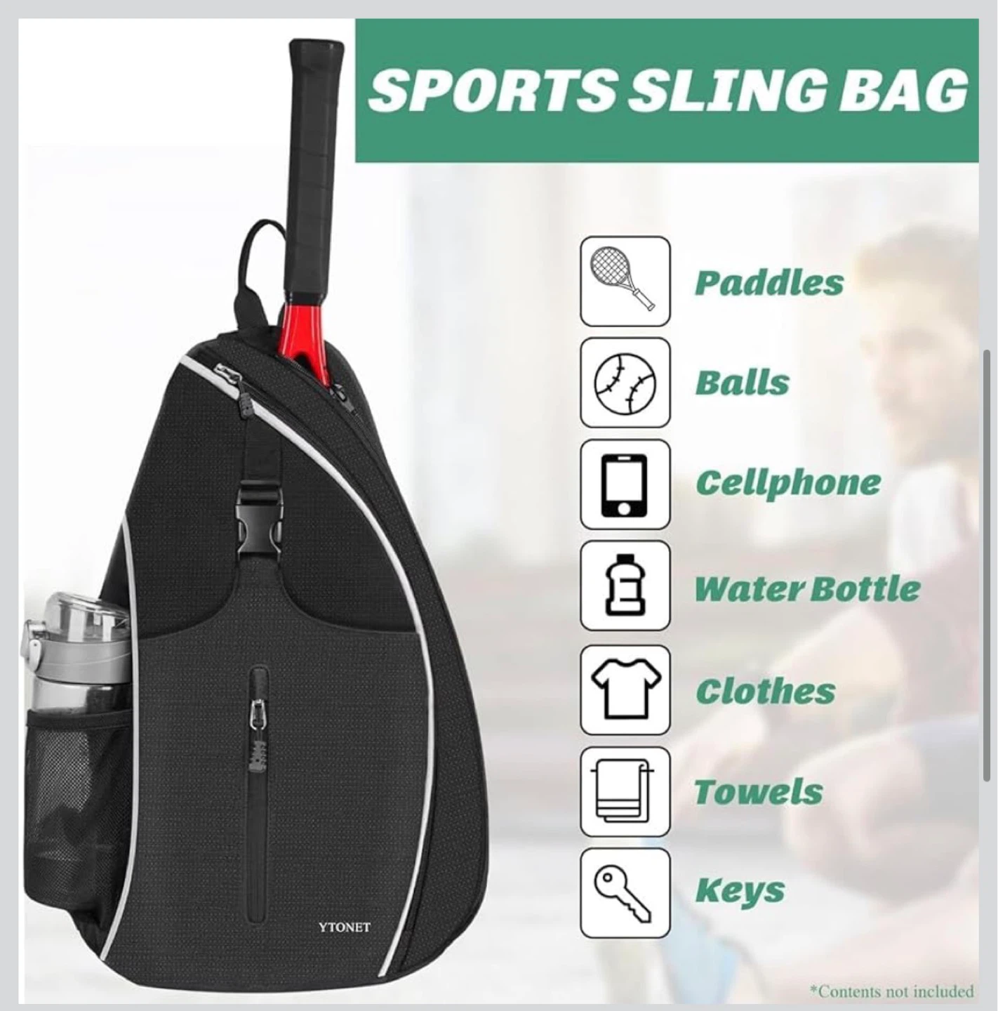 YTONET Black Sports Sling Bag - photo 4