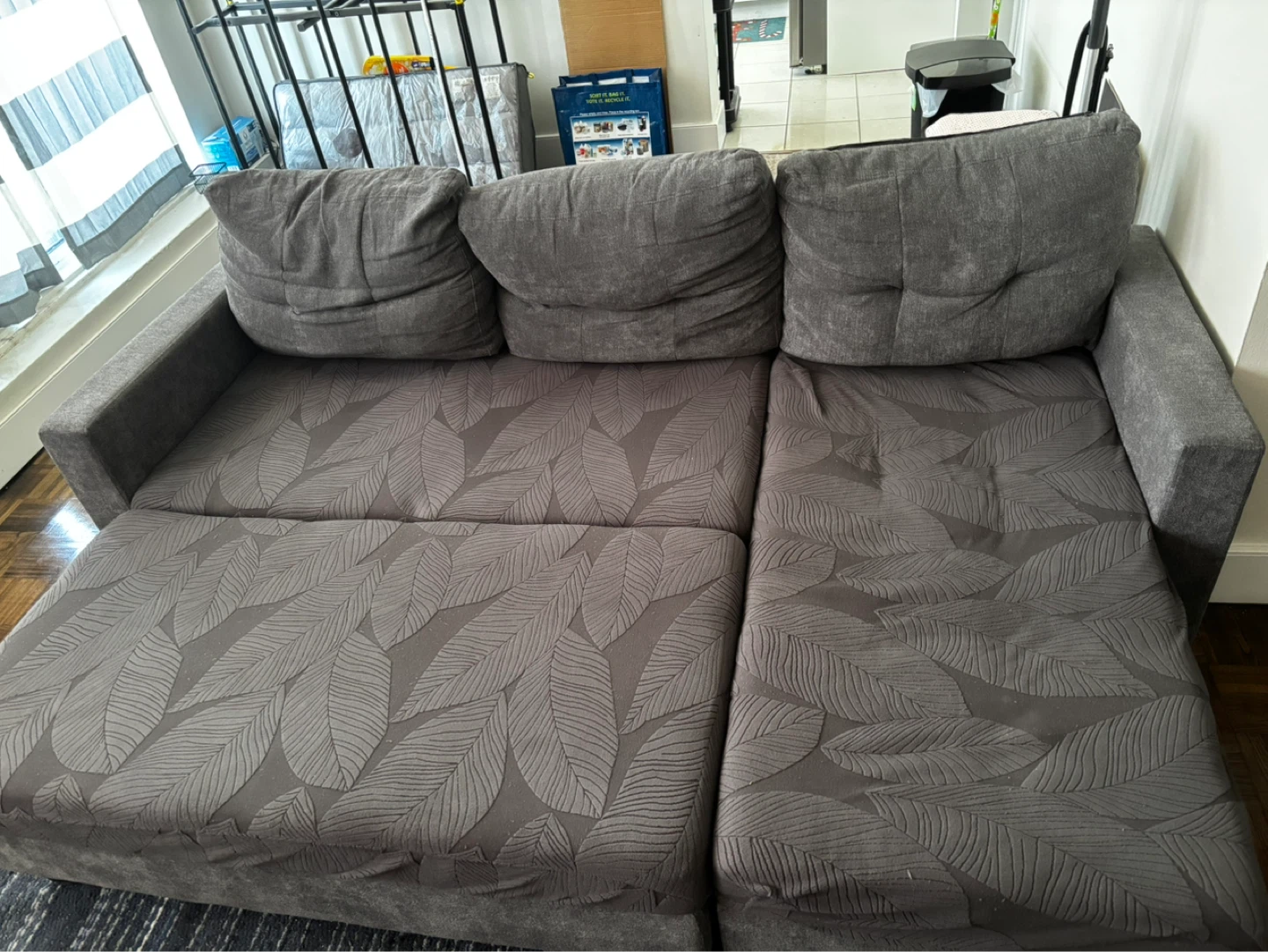 Grey Sectional Sofa with Movable Ottaman - photo 2