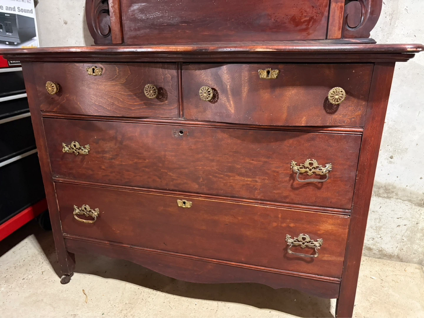 Antique Wooden Dresser with Mirror - photo 2