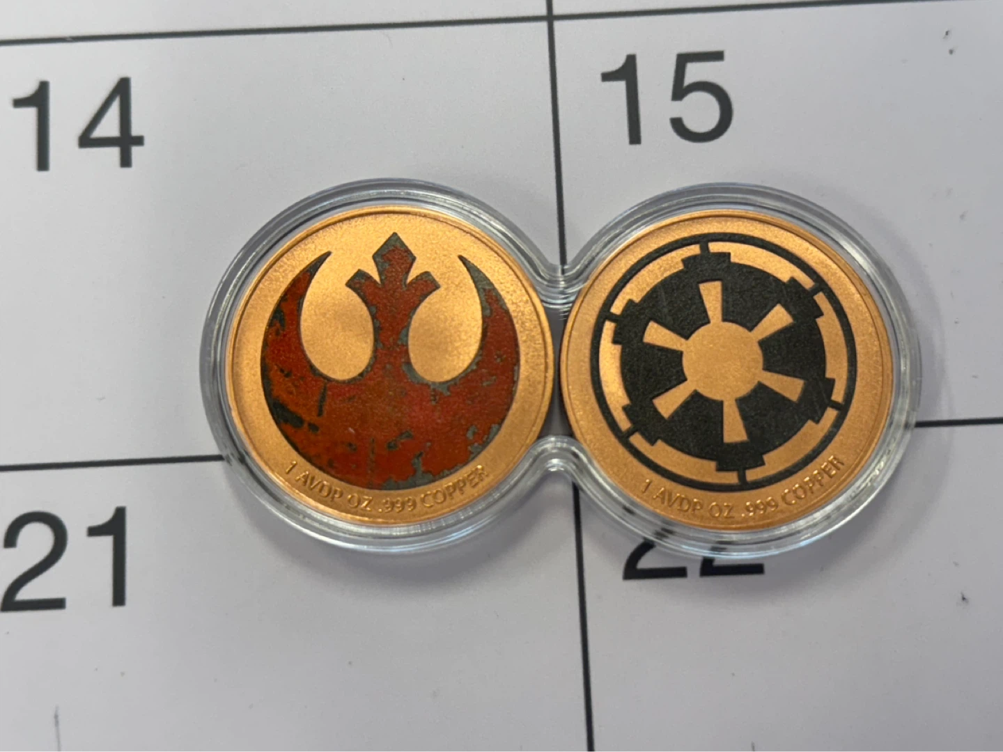 2 oz Star Wars Rebel & Imperial Copper Coins - photo 2