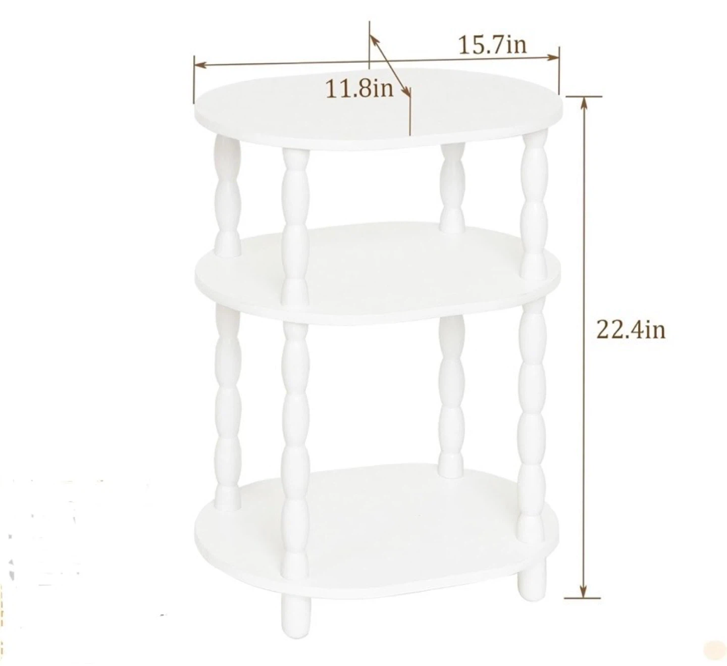New 3-Tier White Oval End Table - photo 2