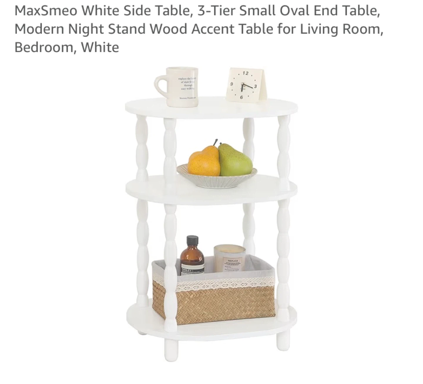 New 3-Tier White Oval End Table - photo 3
