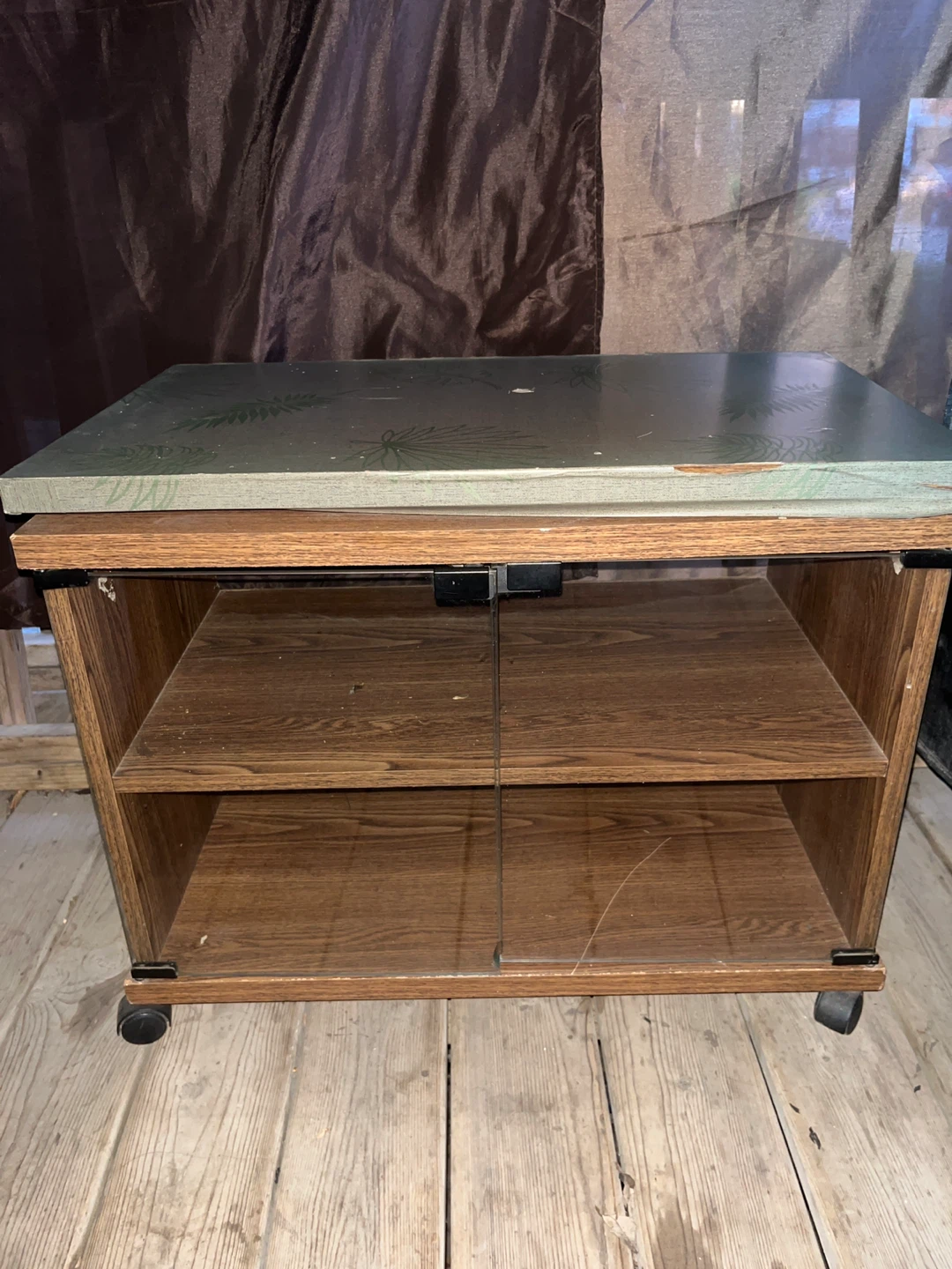 Wooden TV Stand with Glass Doors