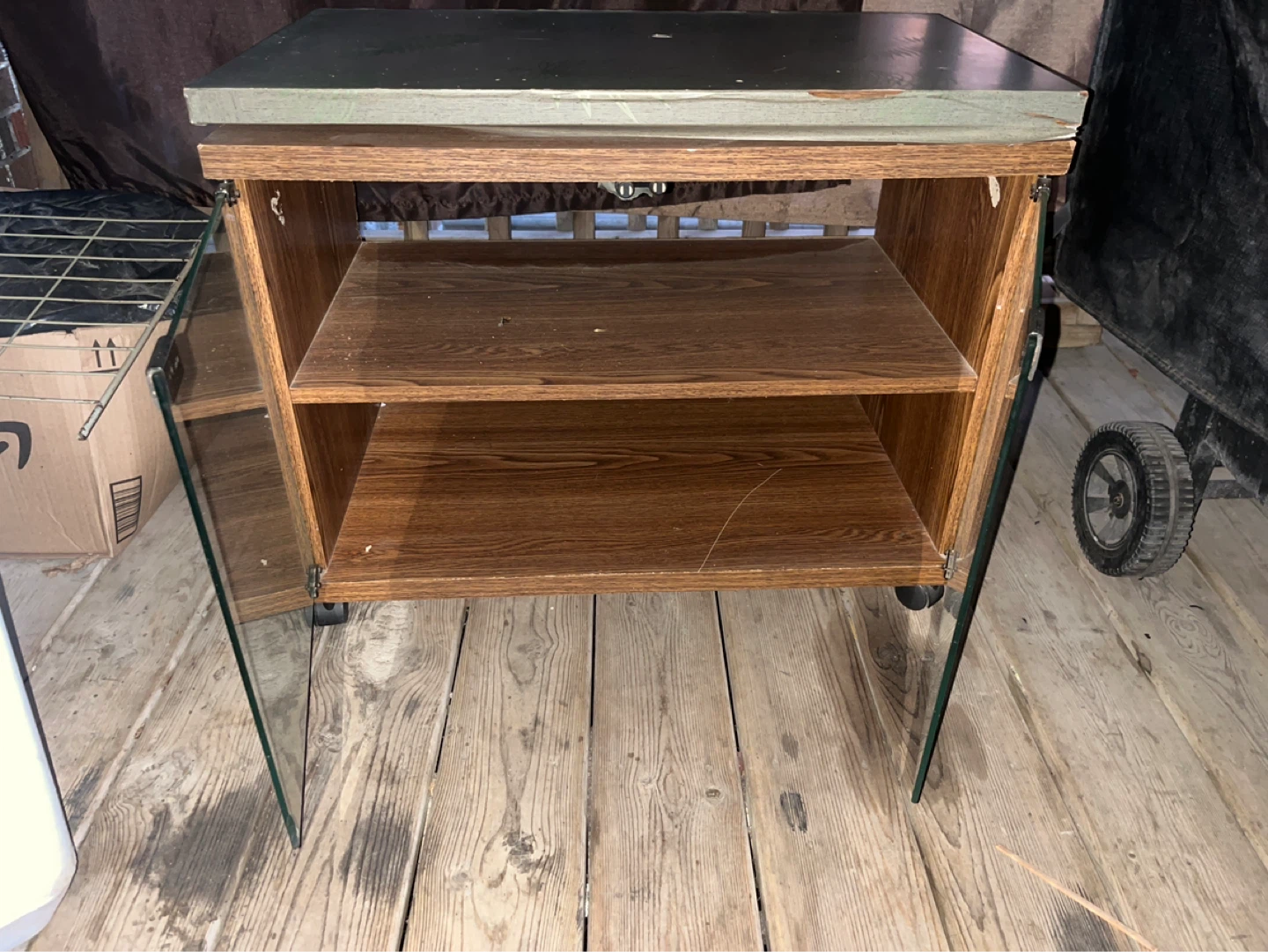 Wooden TV Stand with Glass Doors - photo 2