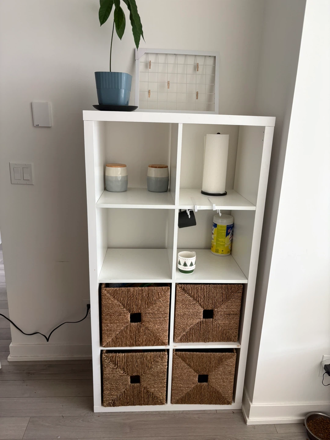 Ikea Storage Shelf with Woven Baskets