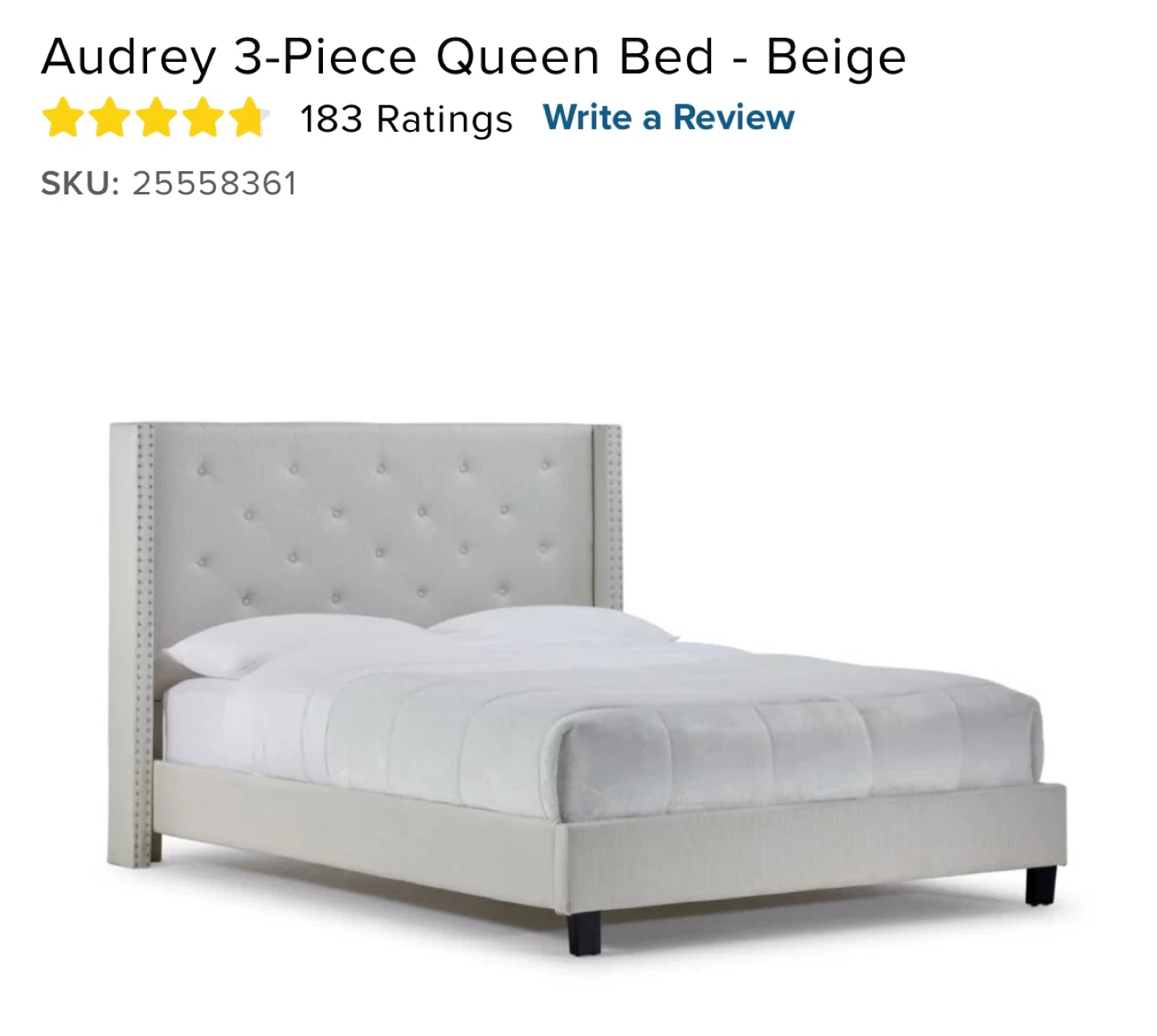 Audrey 3-Piece Queen Bed - Beige