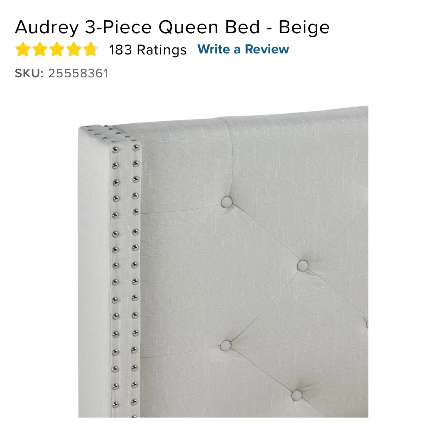 Audrey 3-Piece Queen Bed - Beige - photo 2
